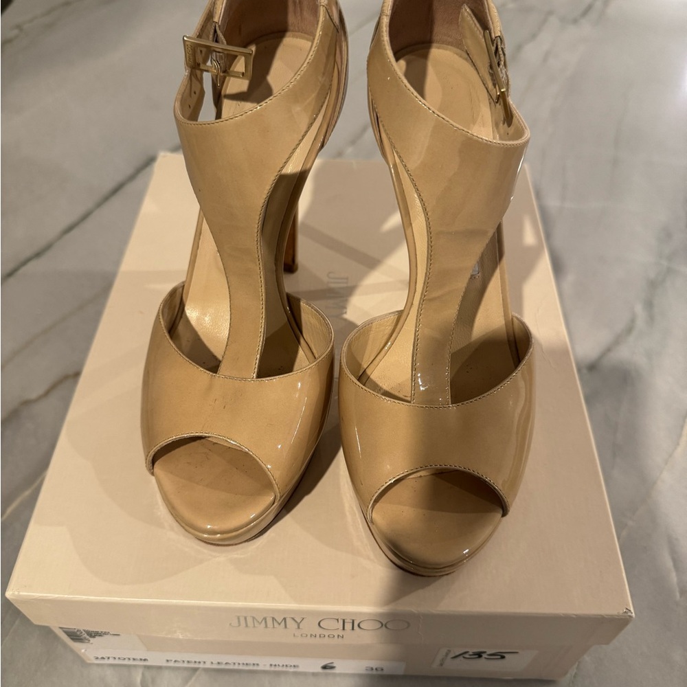 Jimmy Choo Beige Strappy Heels